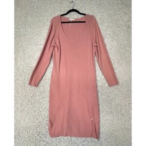 Stitch Drop Oversized Sweater Dress Womens Small Pink Ribbed Comfort Cozy